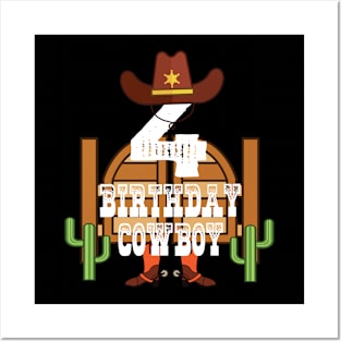 4th Birthday Cowboy Kid 4 Years Old Rodeo Lover Party graphic Posters and Art